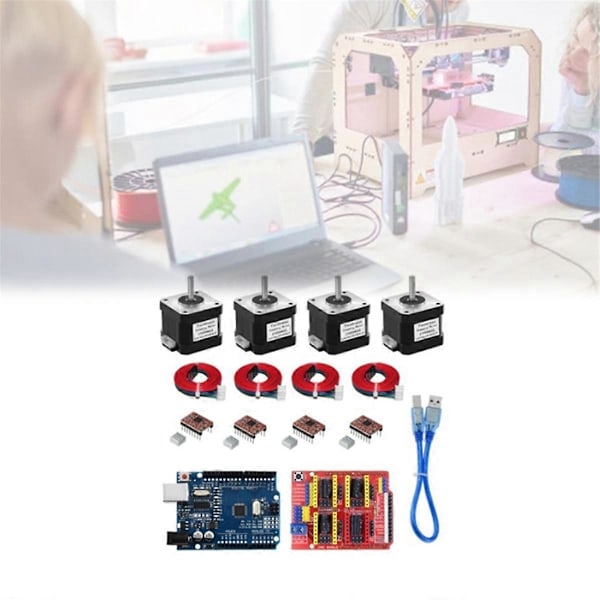 Nema17 Steppermotor + 4 stk. A4988 Driver Utvidelseskort 3D-printersett