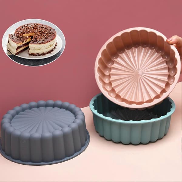 Silikon Rund Kake Sjablong Blomsterblad Form Design Kakeform Kakeformer For Baking_s