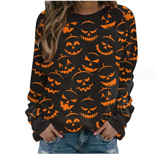 Kvinder Halloween Sweatshirts Græskar Ansigt Dansende Skeleton Skjorte Langærmet Sweater Funny Graphic Pullover style 4 M