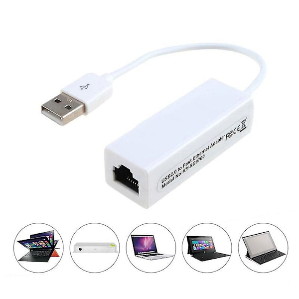 USB 2.0 til RJ45 Ethernet Adapter LAN Nettverk 10/100 Mbps for Macbook Win7