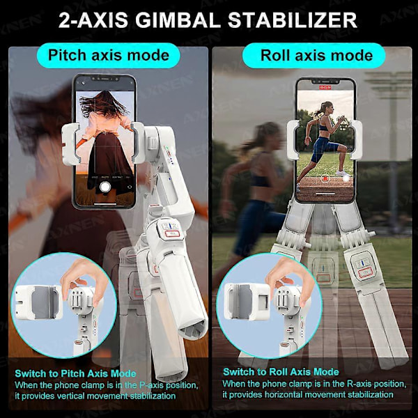 AXNEN A10 Gimbal Stabilisator Selfie Stick Tripod med Fyldlys Forlængerstang Trådløs Bluetooth til Android IPhone Smartphone