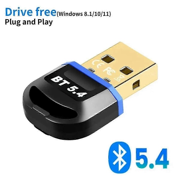 USB Bluetooth 5.4 Dongle Adapter for PC Trådløs Mus Tastatur Høyttaler Musikk Audio Mottaker Transm