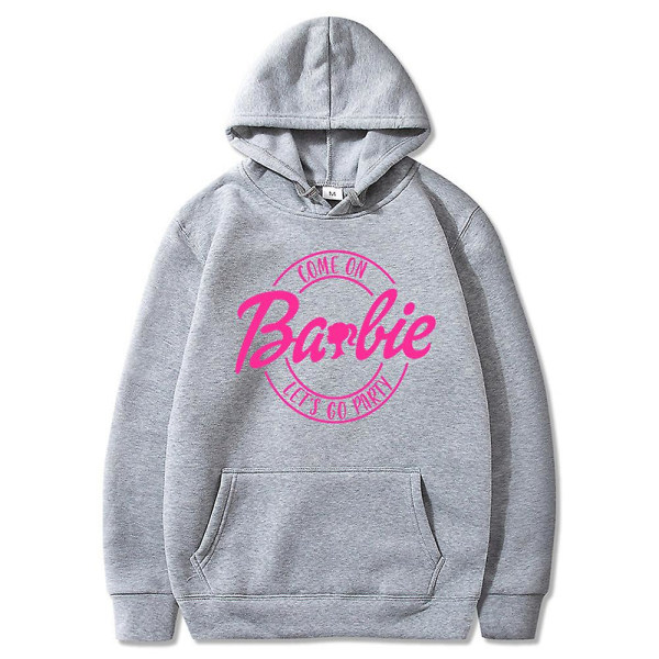 Barbie Movie Hettegenser Sweatshirt T-skjorte Pullover Par Hette Topp Grey 3XL