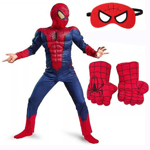 Superhelt-kostymer for barn Spiderman Hulk Captain America Iron Man Halloween-klær Jenter og gutter Avengers Festdrakt Spider Man Costume S