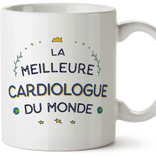 Kardiolog Kvinne Krus på Fransk Meilleur du Monde Morsom Gave til Kolleger Keramisk 11oz Krus Design 280
