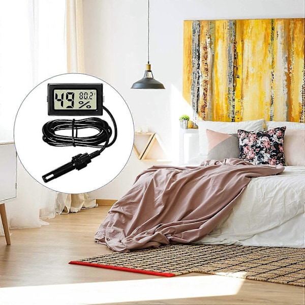 Digital Termometer Hygrometer med Sond Inomhus Temperatur Luftfuktighetsmätare Hygrometer Mätare för Inkubator Reptilväxt