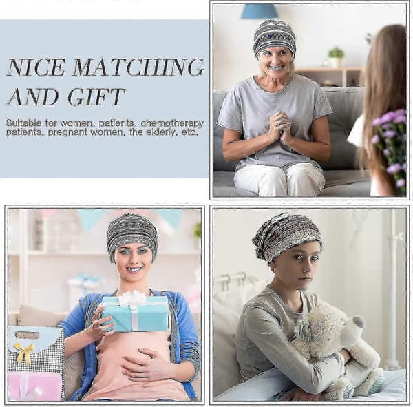 5 stk. Slappe Beanieluer for Kvinner, Baggy Skull Søvnhette Turban Hodeplagg