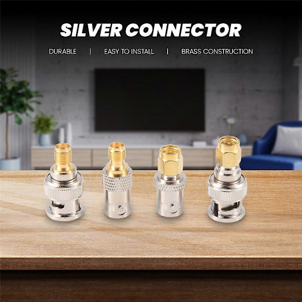 4 stk. BNC til SMA Type Hann Hunn RF-kontakt Adapter Test Konverter Kit Sett