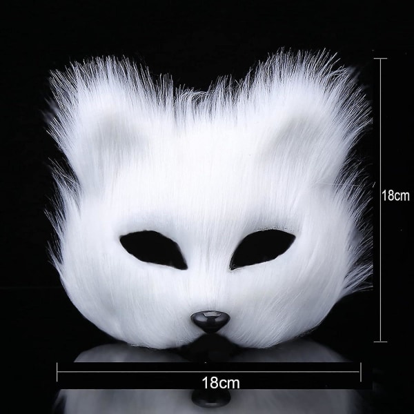 Furry Fox Mask Halloween Cosplay Kostym Halv Ansiktsslöja Glasögon Fancy Dress Ögonmask Halloween Party Makeup Rekvisita Dräkt Accessoar Djurfest Katt Ma Black