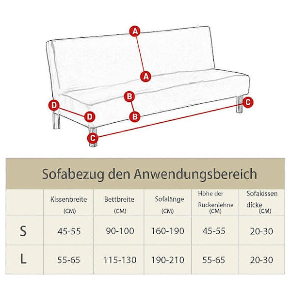 Sofatrekk uten armlener 3-seters/2-seters stretch sofatrekk for sovesofa L