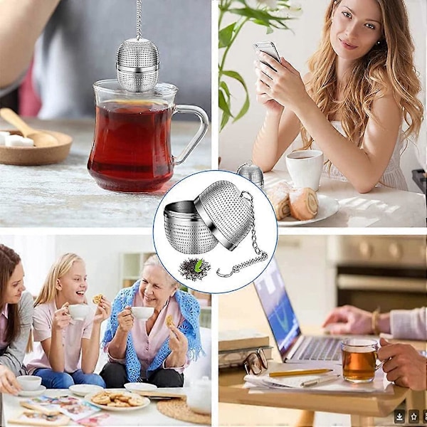 Te-infuser, te-si af rustfrit stål, kugleformet te-si, til te, krydderier og de fleste kopper