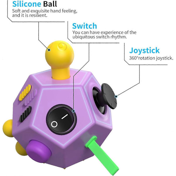 12-sidig Fidget Cube, Fidget Twiddle Cube Dodekaeder Stressreducerande Manuell Leksak