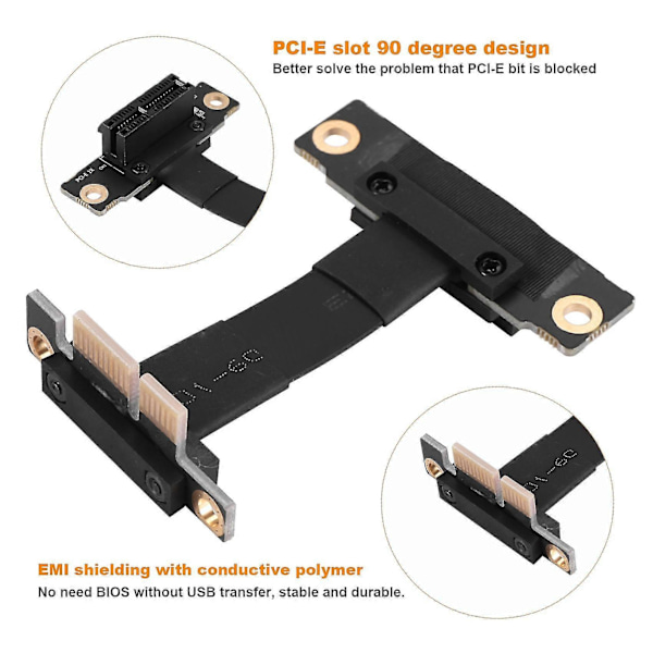 Pcie X1 Riser -kaapeli, kaksois 90 asteen suorakulma Pcie 3.0 X1 - X1 -jatkokaapeli 8 Gbps Pci 1x Riser