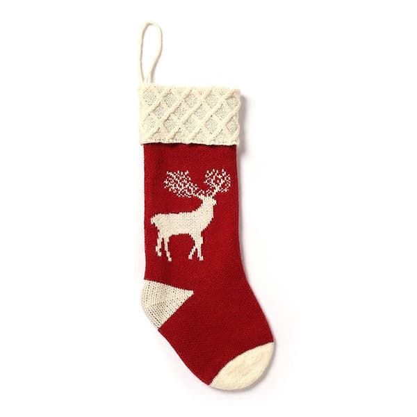 Juldekoration Stickad Älg Strumpa Socka Godis Presentpåse Julgransprydnader