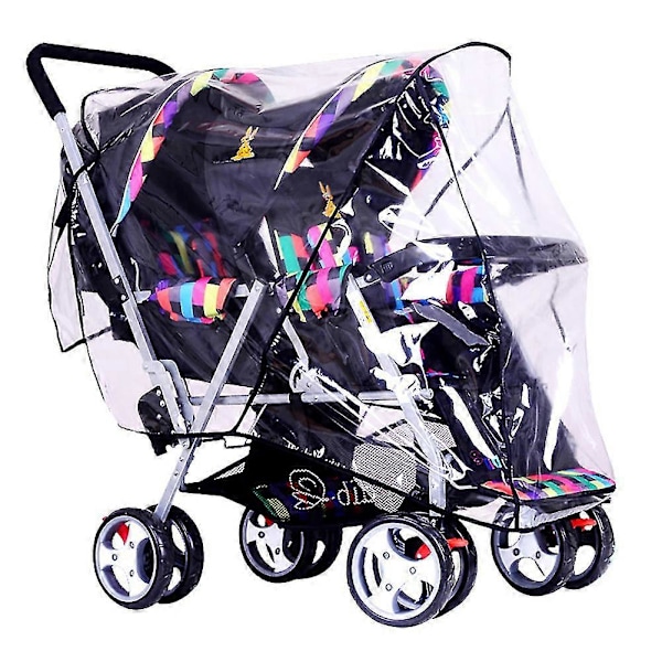 Dubbel Barnvagn Regnskydd Tandem Barnvagn Regnkappa Baby Väderskydd xi