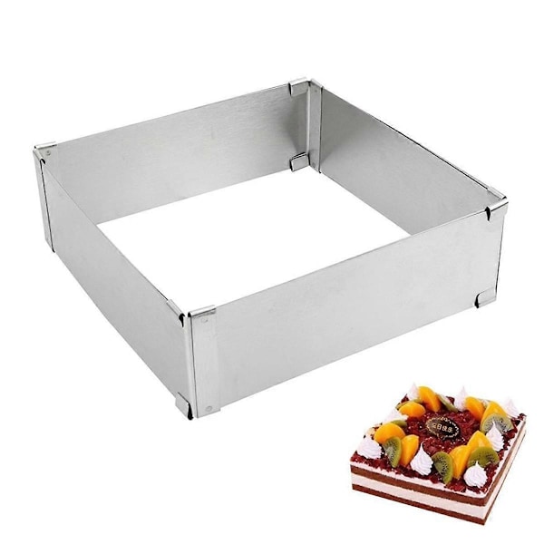 Justerbar Mousse Ring Bageform Dessert Bageværktøj Rustfrit Stål DIY Kagedekorationsform Firkantet Kageform