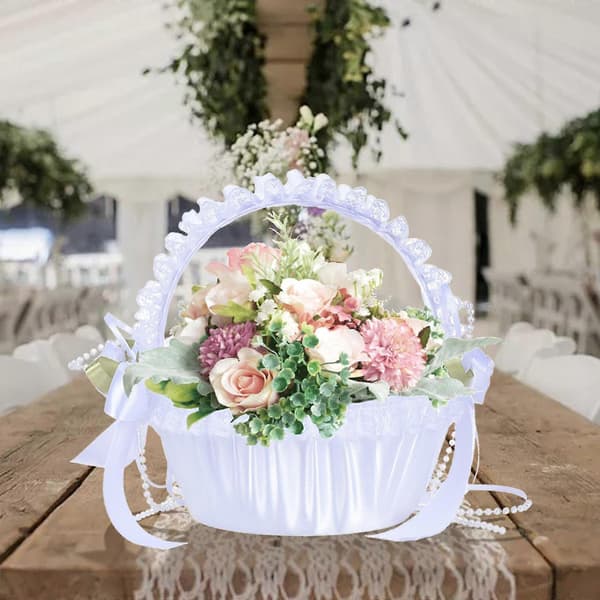 Elegant Bröllop Blommor Flicka Korg för Bröllopsfest Brudtillbehör