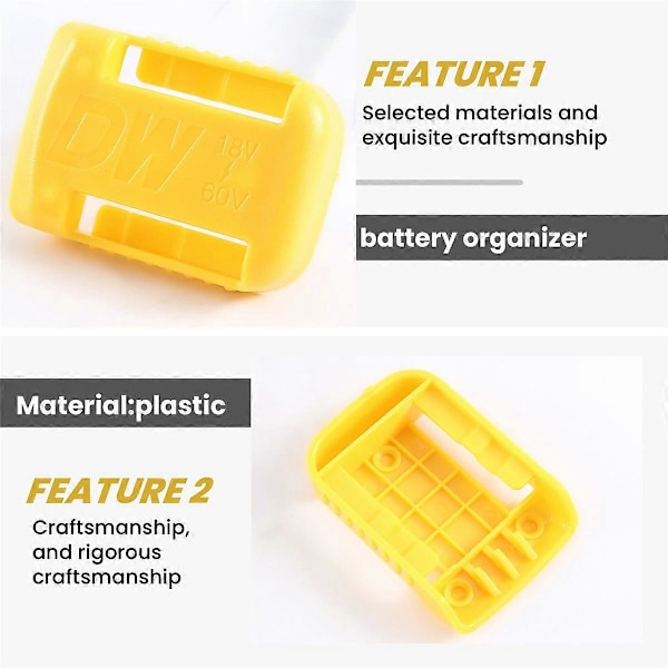 5-pack Batterihållare Dockfästen för DeWalt 20V 60V Batteri, Väggpanel Hylla Bältesklämma Förvaring Eller