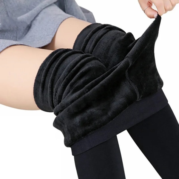 Vinterleggings för kvinnor varma leggings Enfärgade sammetsleggings Leggings med hög midja Stretchiga leggings dropshipping black 2XL