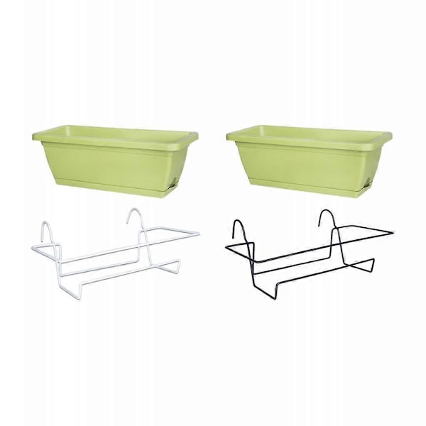 Balkong Hengende Plantekasse med Brakett Vinduskasse Allsidig Enkel å Installere for Utendørs Terrasse Rekkverk Plantekasse 43x19x15cm