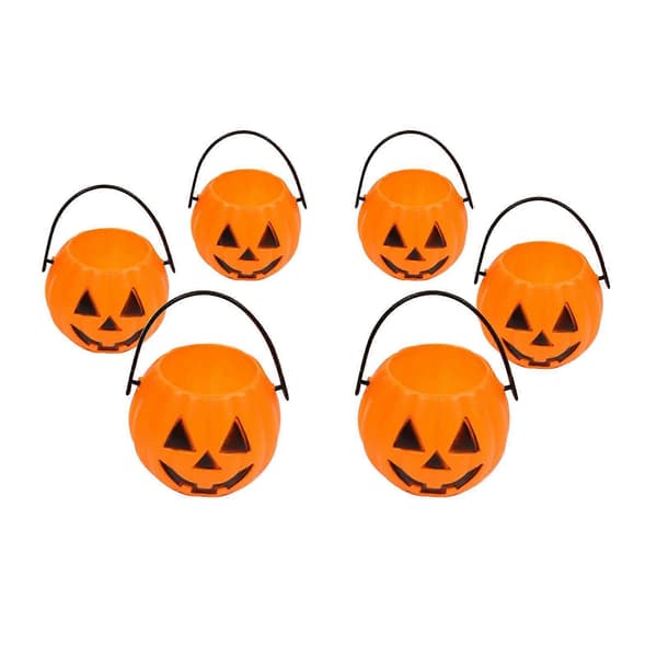 6x Halloween Gresskarbøtter Godteribøtteholder Dekorasjon for Gaver