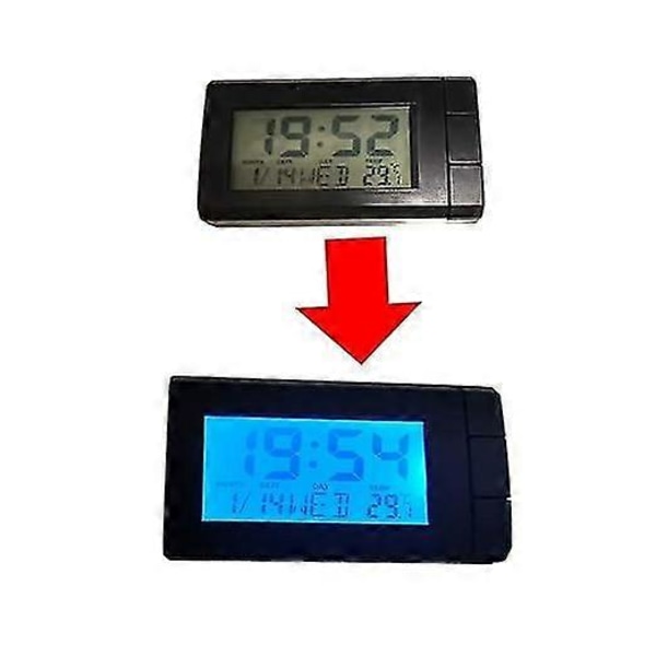 LCD Temperatur Bilklocka, Biltermometer för Instrumentbräda Bakgrundsbelysning Digital Klocka Nattemperaturvisning för Lastbil