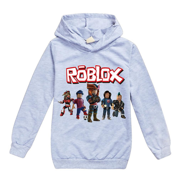 Roblox Game Printed Hættetrøjer Børn Drenge Piger Langærmet hættetrøje Sweatshirt Casual Toppe Jumper Gray 11-12 Years