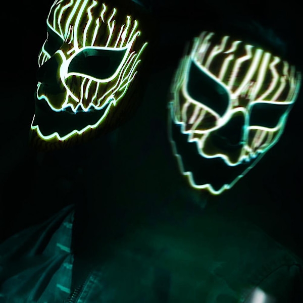 2023 Halloween Mask Led Light Up Mask Skrämmande Clown Mask För Festival Cosplay Halloween Kostym Maskeradfester,karneval,present Black  White