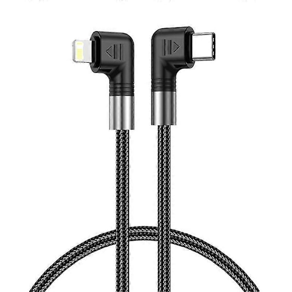A9 0,5 m Type-C - Lightning 30 W:n pikalatausjohto, kaksoiskulmapistoke, nylonpunottu datakaapeli