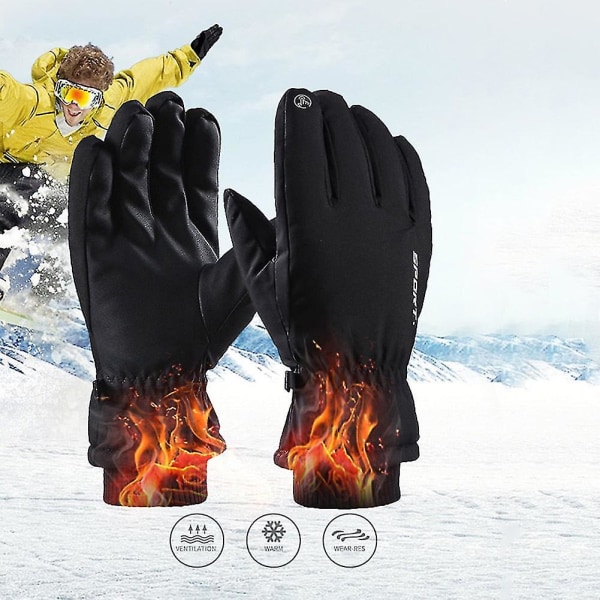 Professionelle Skihandsker Touch Screen Fleece Mænd Kvinder Ultralette Vandtætte Termiske Vinter Varme Handsker Til Motorcykel Bike Ski Black 005e Black |