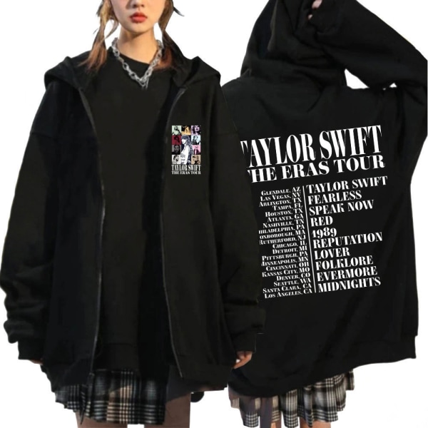 2023 Joululahja Taylor World The Eras Tour Vetoketjuhuppari Miesten Naiset black XXXL