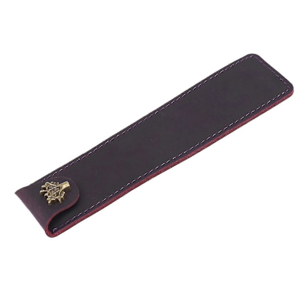 Ægte Læder Pen Etui Holder Enkelt Blyanttaske Pen Taske Med Trykknap Til Rollerball Fountai