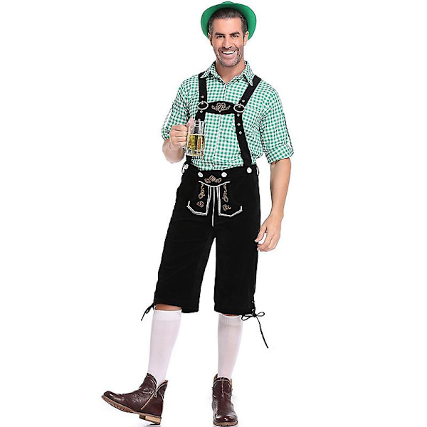 Saksa Oktoberfest Puvut Aikuiset Miehet Perinteiset Baijerin Olut Shortsit Asu Haalarit Paita Hattu Set Halloween Kangas D3 Shorts Top Hat XL