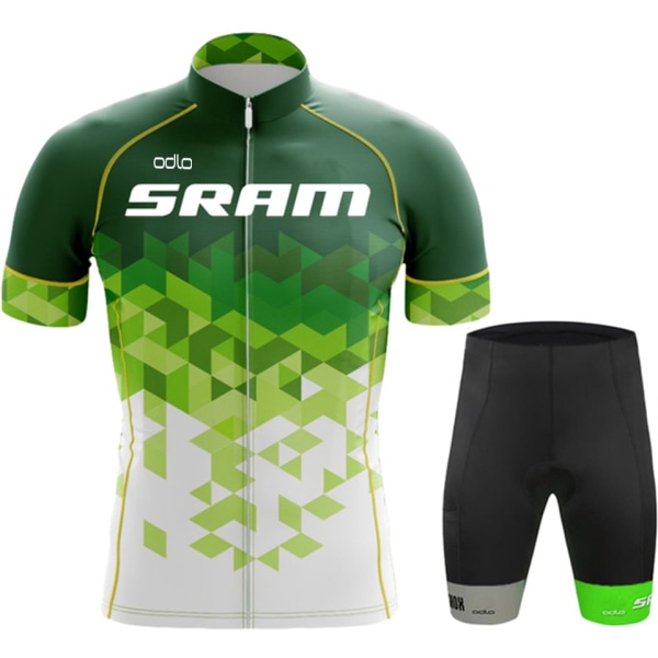 SRAM Cykeltøj til mænd Sommer Herre Sæt 2023 Mtb Outfit Sæt Sportstøj Shorts Uniform Jersey Bukser Man Tøj Skjorte Hagesmæk Gray L