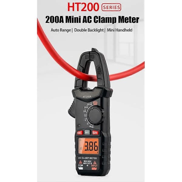Digital Tangamperemeter AC DC Strøm Spændingstester Multimeter til HVAC Bilindustri Elektrisk Vedligeholdelse HT200A Tester