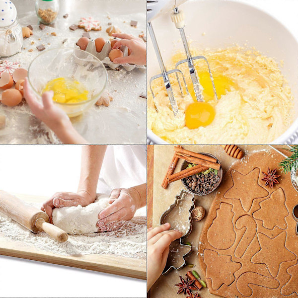 Sett med 8 julekakeutstikkere, kakeutstikkere i rustfritt stål, kjeksutstikkere for kjeks/kake/småkaker/kakepynt, 9 former kakepyntkutter