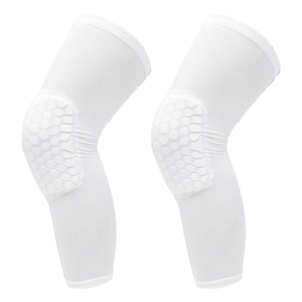 2 st Unisex Vita Basketboll Kompressions Knäskydd Storlek L (175-185CM Längd) Honeycomb Anti-Kollisions Design