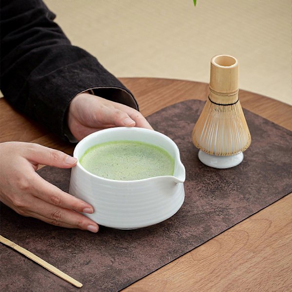 Japansk Matcha Skål og Piskholder Matcha Piskestativ med Tud til Piskning af Matcha Håndlavet Te Skål til Japansk Matcha