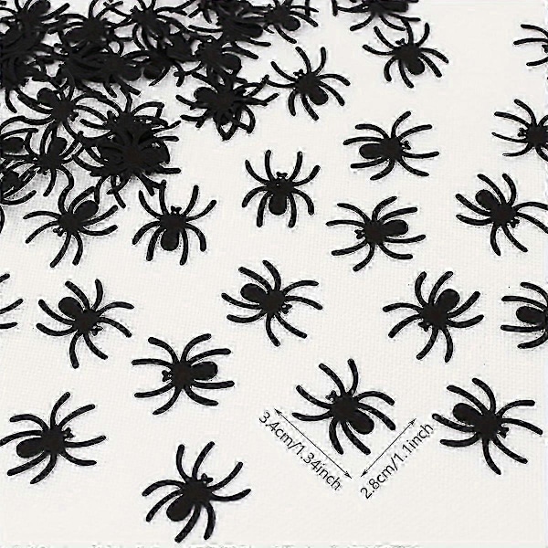 Uudet mallit 100 kpl Halloween-hämähäkkikonfetti - Musta pöytäkoriste pelottaviin teemajuhliin, paperihämähäkkileikkaukset DIY-askarteluun, tapahtumiin ja kummitustaloon