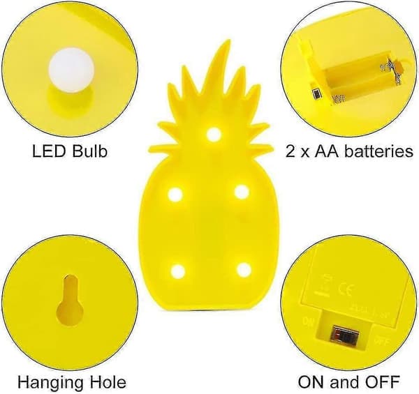 Ananas Lampe, Sød LED Ananas Natbordslampe til Soveværelse