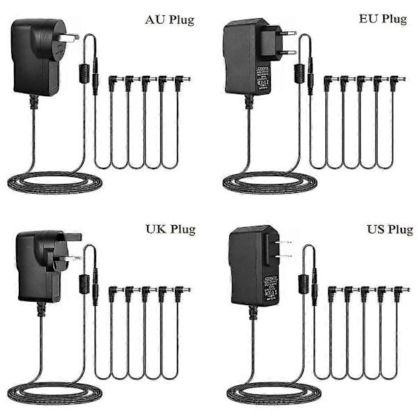 9V 850mA Strømforsyning Oplader til Keyboard Guitar Effekt Pedal Stik