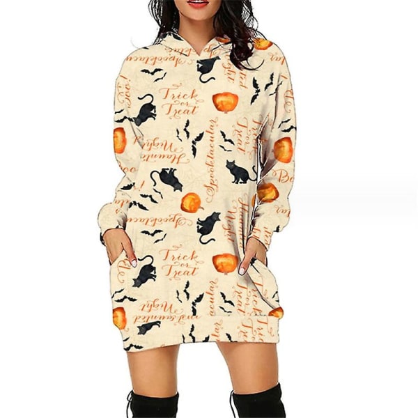 Halloween muotihupparit minimekko naisille Halloween Hocus Pocus -asu syksyinen pitkähihainen hupullinen mekko style 2 5XL