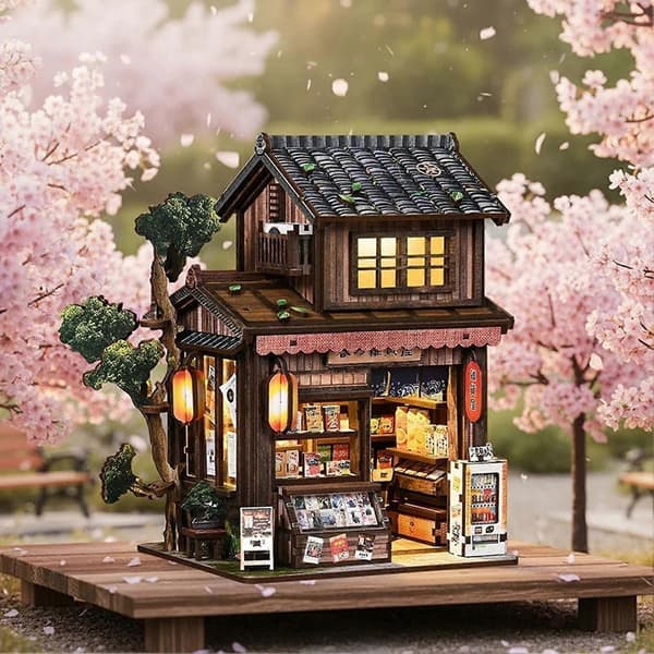Mini Bokkrok-byggesett – Lite hus-modell – for hobbygave – Tremateriale A