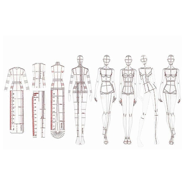 Modeillustration Linjaler Skissmallar Linjal Sömnad Humanoida Mönster Design Kläder Meas