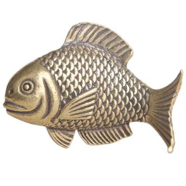 Messingfiskefigur til dekor med retrodesign, liten dyrepapirvekt