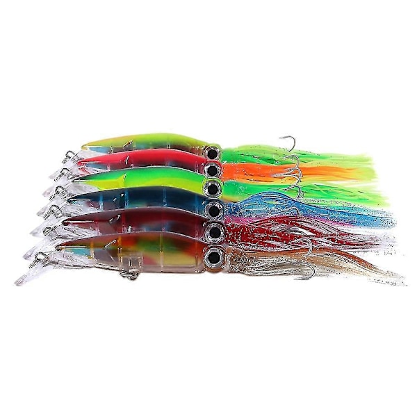 7st/Set Fiske Bete Kit 14cm 40G Bläckfisk Fiske Bete med Skägg Bläckfisk Mjukt Bete Jiggfiske Utrustning