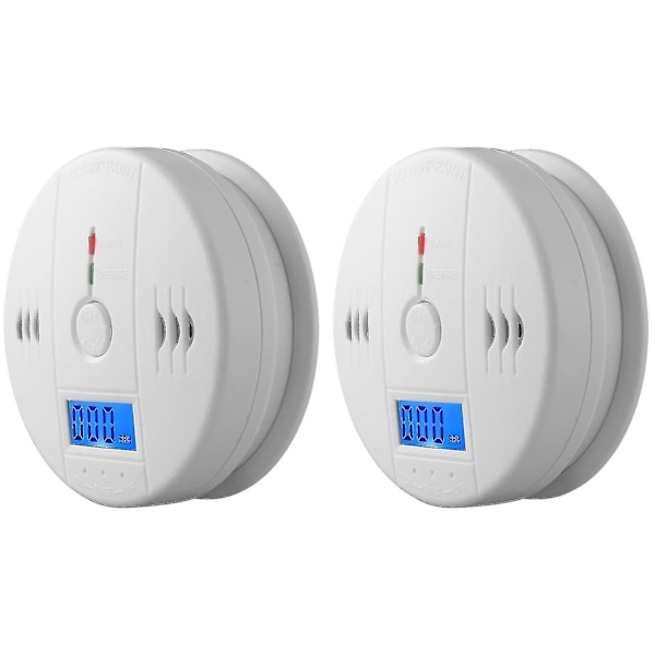 2-pack rökdetektor och kolmonoxiddetektorlarm med LCD-display A