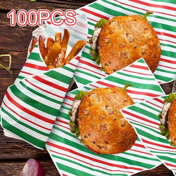 100x Brödinpackningspapper Smörgåsinpackningspapper för Godis Kakor Bröllop