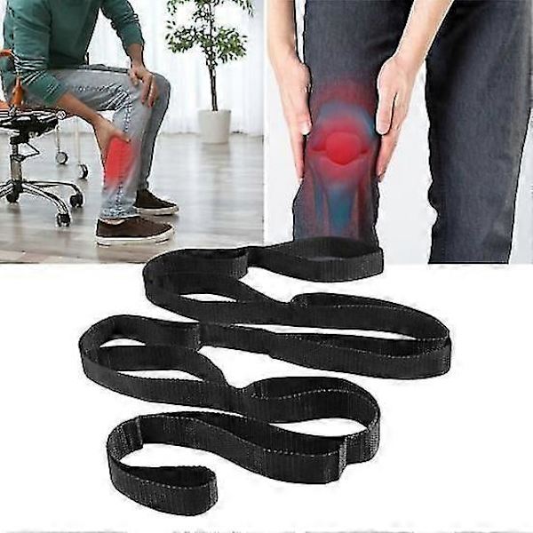Icke-elastisk stretchrem Slitstark Multipel Loop Design Fysioterapi Stretchrem Yogarem för Män Kvinnor-Yvan green