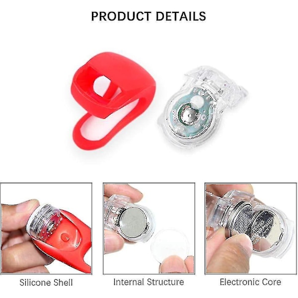 16/24 stk. LED Cykellygte, Clip-On Cykellygter, For- og Baglygte Sæt i Silikone, Vandtæt Cykellygte Forlygte Baglygte Sikkerhed til Natkørsel